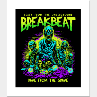 BREAKBEAT - Halloween Rave From The Grave (lime/blue) Posters and Art